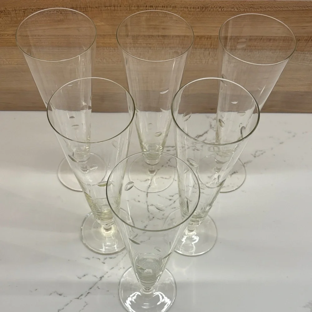 Vintage Polka Dot Champagne Flutes Set of 6